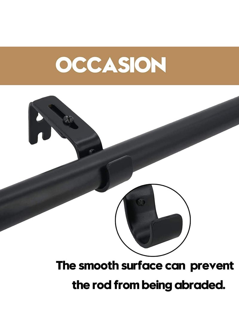 KASTWAVE - Curtain Rod Bracket Adjustable Fits up to 1 inch Curtain Rod Set of 6 Sturdy Extendable Curtain Rod Holder Metal Single Rod Bracket for Wall Black - Image 1