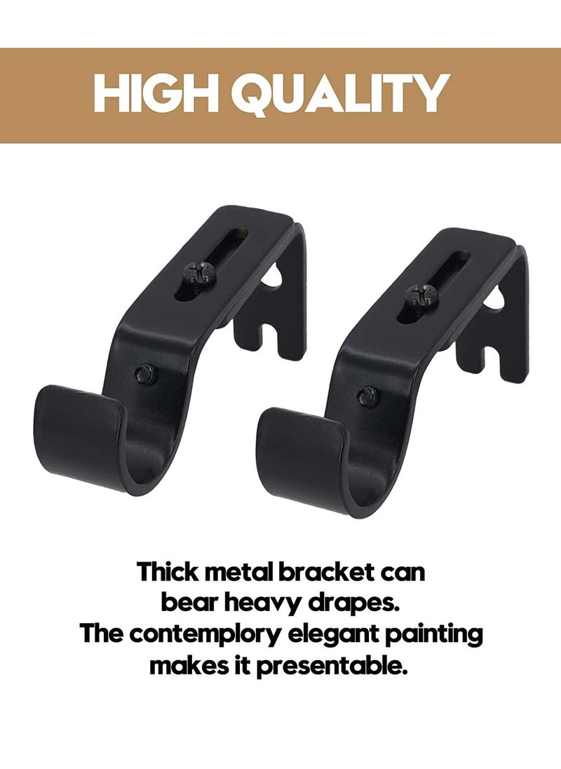 KASTWAVE - Curtain Rod Bracket Adjustable Fits up to 1 inch Curtain Rod Set of 6 Sturdy Extendable Curtain Rod Holder Metal Single Rod Bracket for Wall Black - Image 1