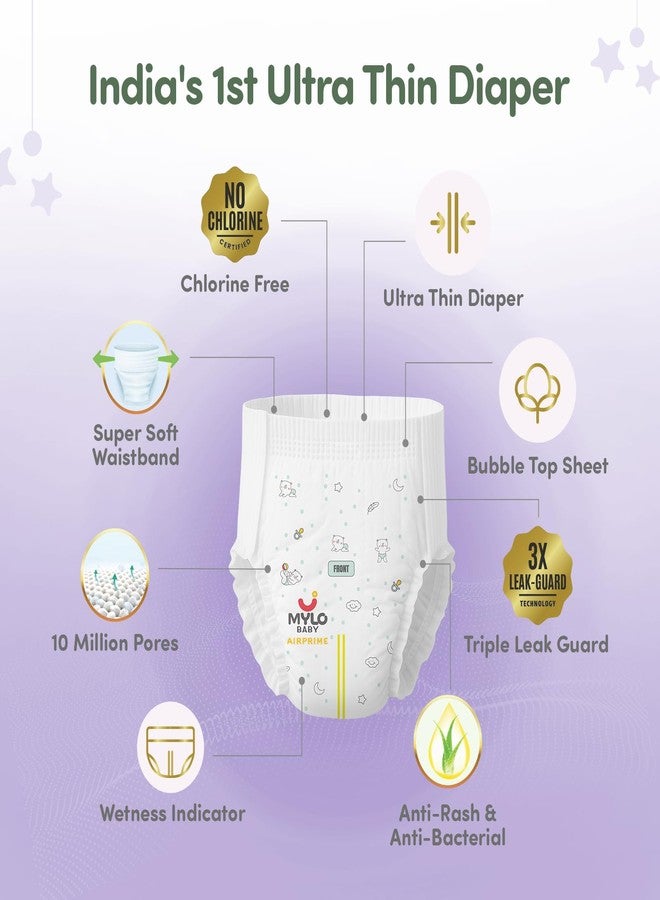 Mylo Baby AirPrime Premium Diaper Pants Large (L) Size (9–14 kgs) (24 Count) Leak Proof | Ultra-Thin & Breathable | Up to 12 Hours Protection | No Rashes (24 Count, Pack of 3) - Image 3