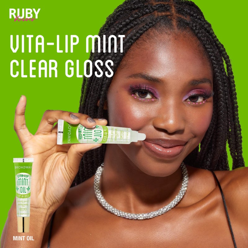 Ruby Kisses Broadway Vita-Lip Clear Lip Gloss (Mint Oil 3 Pack), Ultra-Hydrating & Soothing Formula with Vitamin Oils, High-Shine Non-Sticky Finish, Nourishing Glossy Lip Balm With Cooling Effect - Image 5