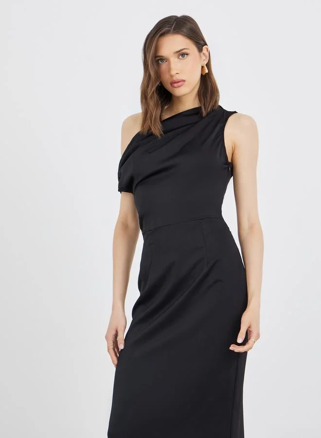 تايك تو Take Two Solid One Shoulder Bodycon Maxi Dress