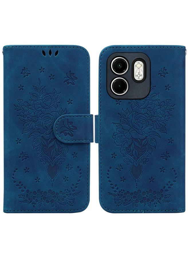Zaboon Case For Infinix Hot 50i / Smart 9 Butterfly Rose Embossed Leather Phone Case - Image 1