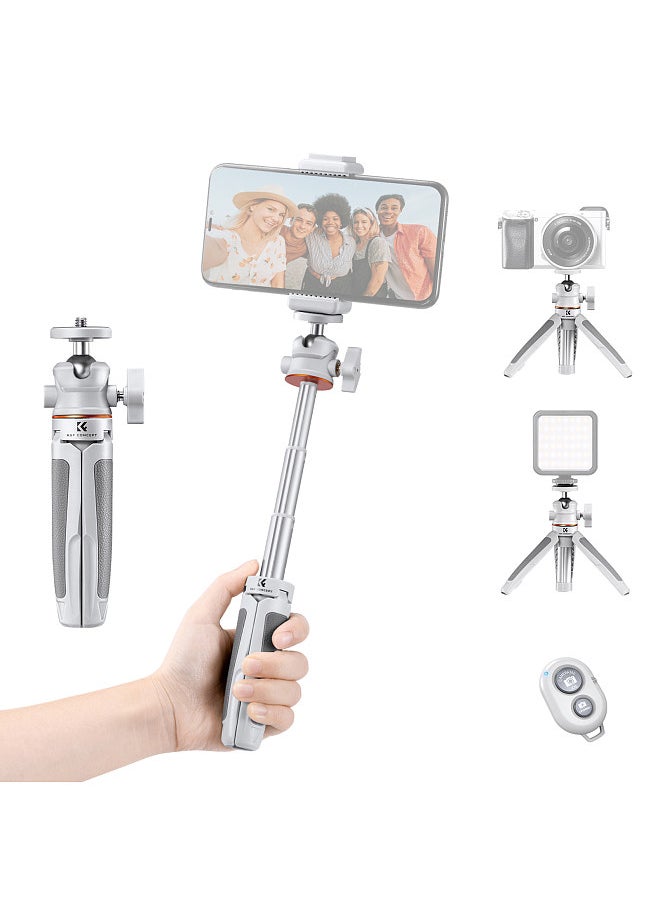 K&F Concept Portable Extendable Selfie Stick Tripod Aluminum Alloy 1/4 In Screw 2kg Load Capacity with Phone Holder Remote Shutter Replacement  - Image 1