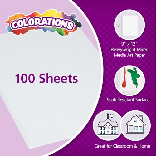 Colorations Art Paper, 9" x 12" Painting & Craft Paper, Finger Paints, Watercolor, Tempera, Drawing, Art Room & Homeschool Crafts 100 sheets - Image 4