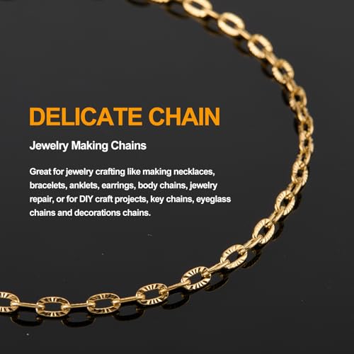 KYUNHOO 5 Meters Gold Plated Chain for Jewelry Making Embossed Paperclip Chains Bulk Oval Cable Chain Stainless Steel Jewelry Chain for Handcraft Making Support Jewelry Supplies - Image 4