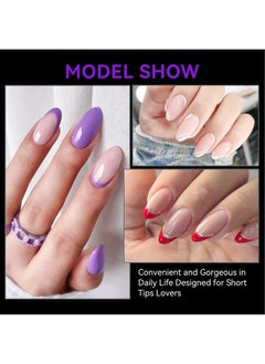 gelike ec Short Almond Nail Tips: 240Pcs Soft Gel Tips For Almond Shaped Full Cover Gel X Nail Tips Pre Etched Pmma Resin Clear False Nails 10 Sizes  - Image 5