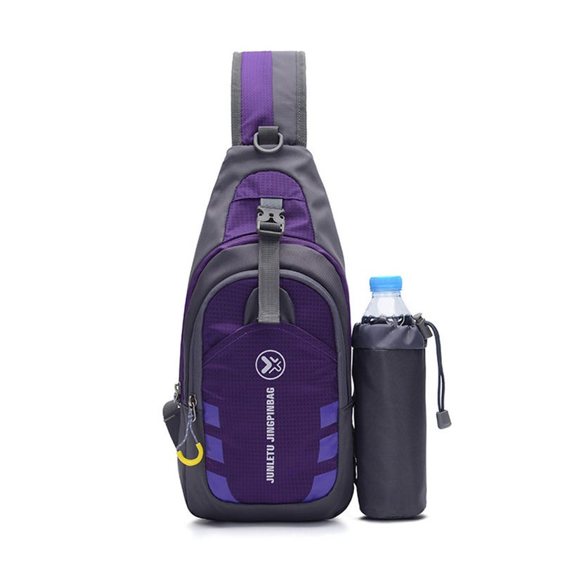 Outdoor leisure sports men's chest bag multi-functional one-shoulder messenger bag travel waterproof nylon chest bag waist bag black - Image 3