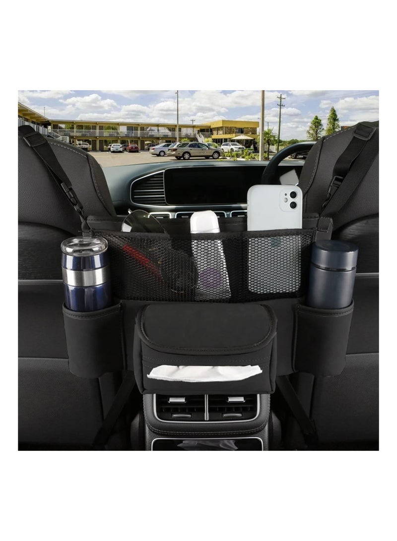SYOSI Suede Car Net Pocket Organizer, Between-Seat Handbag Holder Car Back Seat Organizers Pet Barrier Children Safety Car Seat Organizer Luxury Suede Car Organizer for Pet Children in the Back Seat  - Image 1