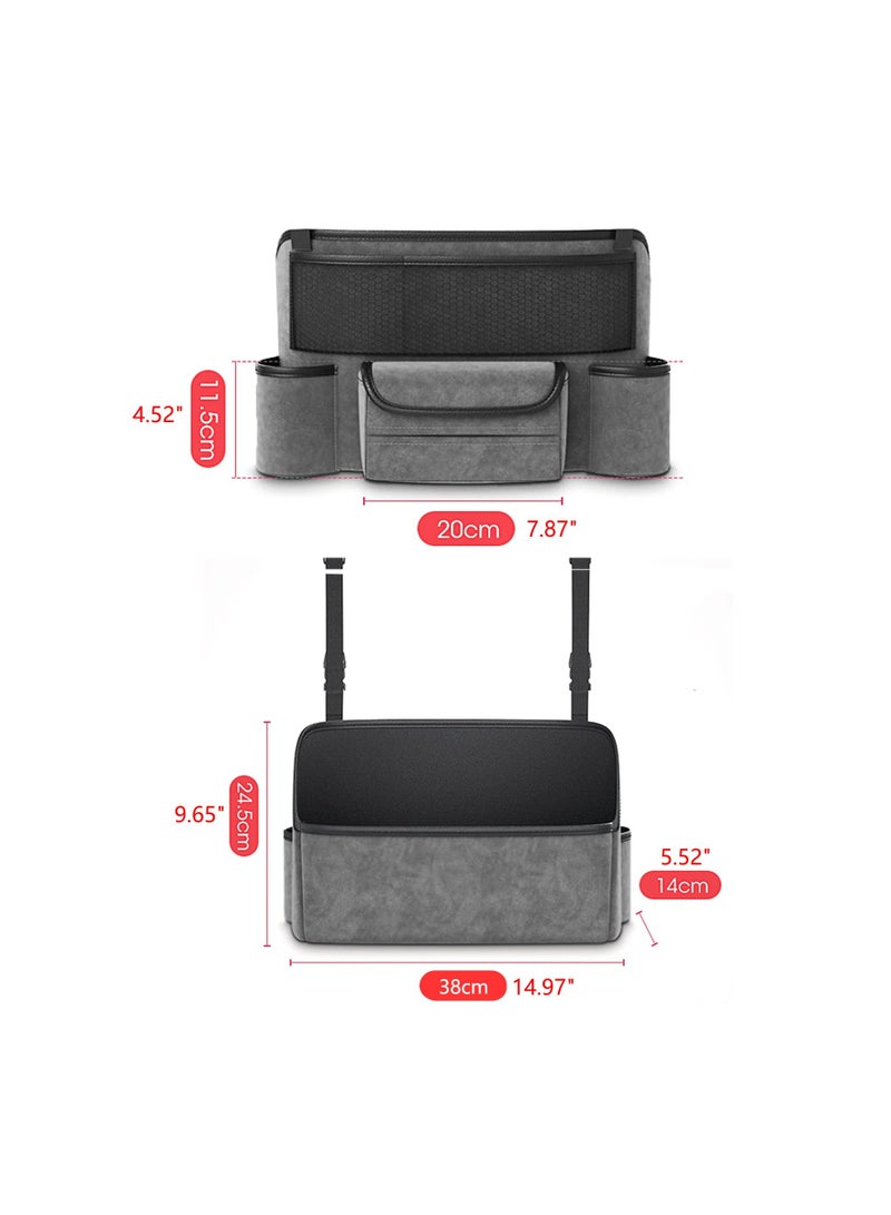 SYOSI Suede Car Net Pocket Organizer, Between-Seat Handbag Holder Car Back Seat Organizers Pet Barrier Children Safety Car Seat Organizer Luxury Suede Car Organizer for Pet Children in the Back Seat  - Image 5