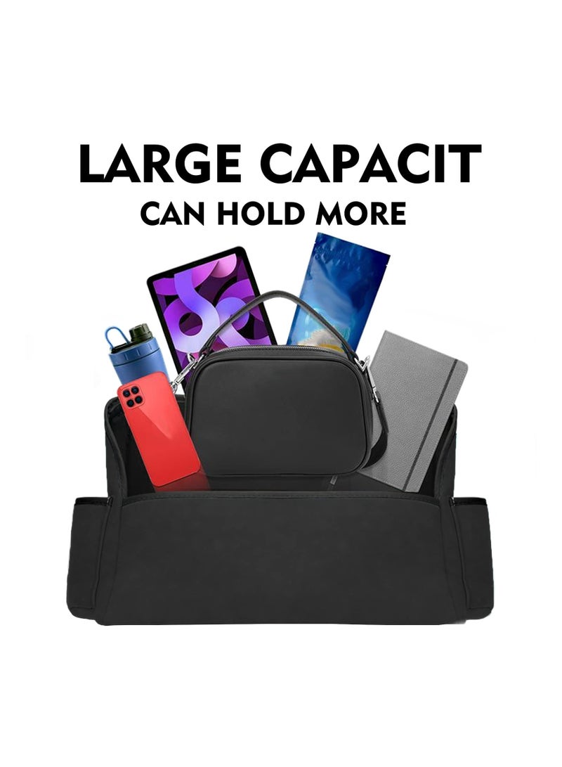 SYOSI Suede Car Net Pocket Organizer, Between-Seat Handbag Holder Car Back Seat Organizers Pet Barrier Children Safety Car Seat Organizer Luxury Suede Car Organizer for Pet Children in the Back Seat  - Image 2