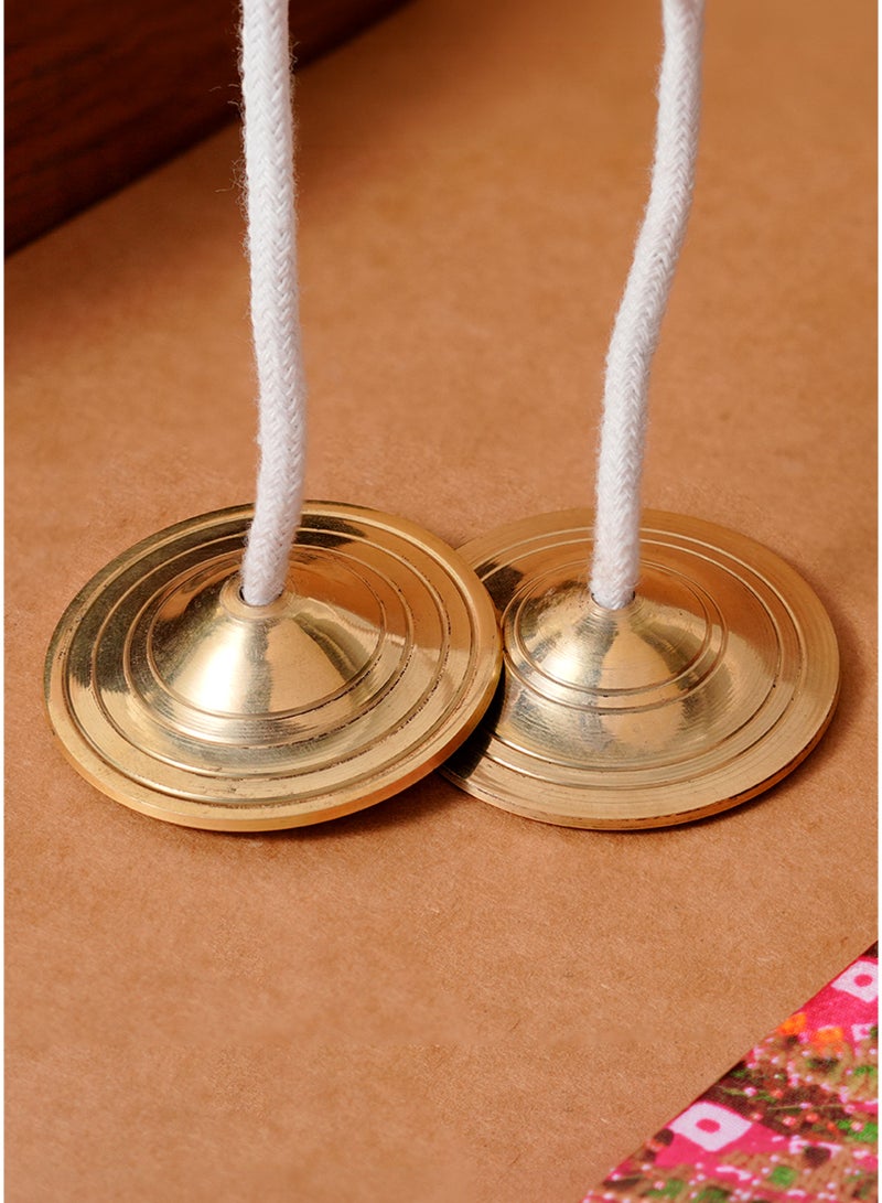 Madhoor Manjira Brass Pooja Accessory Gold-Tone for Pooja, Prayer & Home Temple Use, 1 Set - Image 1