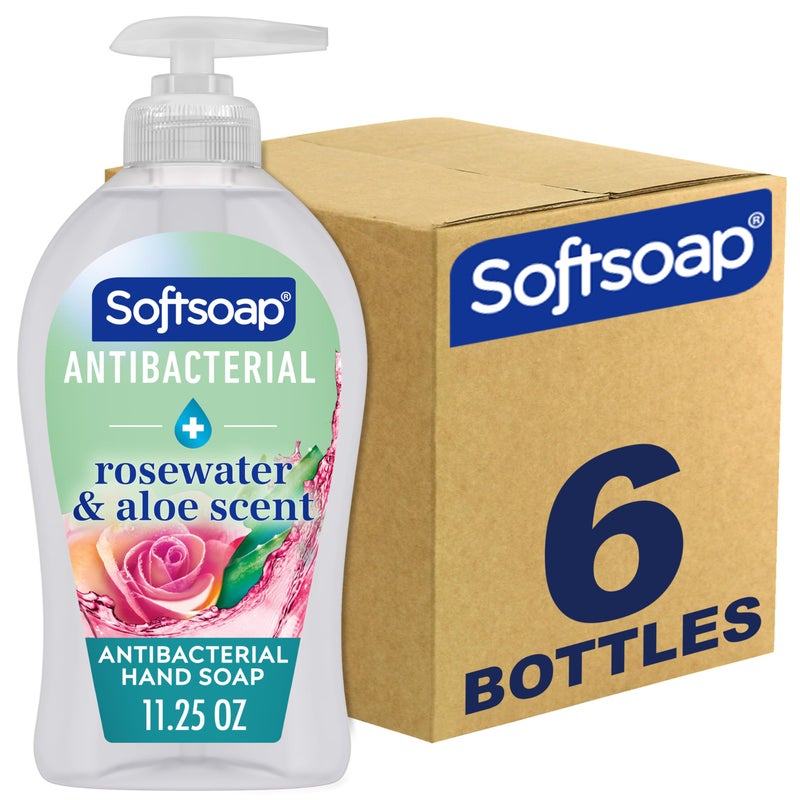 Softsoap Antibacterial Liquid Hand Soap, Sensitive Rosewater and Aloe scent Hand Soap, 11.25 Fl Oz (Pack of 6) - Image 1