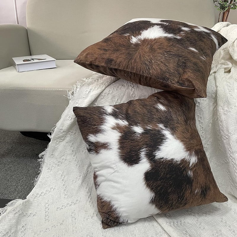 TOMWISH 2 Packs Hidden Zippered Pillowcase Christmas Cowhide Accent Printing 16X16Inch,Decorative Throw Custom Cotton Pillow Case Cushion Cover for Home - Image 4