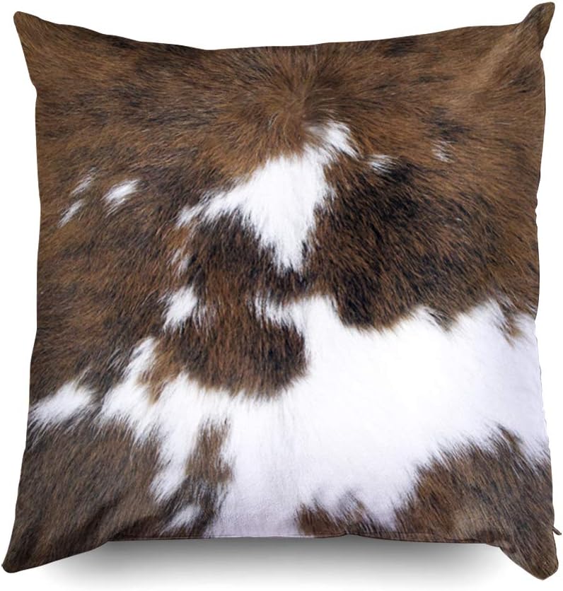 TOMWISH 2 Packs Hidden Zippered Pillowcase Christmas Cowhide Accent Printing 16X16Inch,Decorative Throw Custom Cotton Pillow Case Cushion Cover for Home - Image 3
