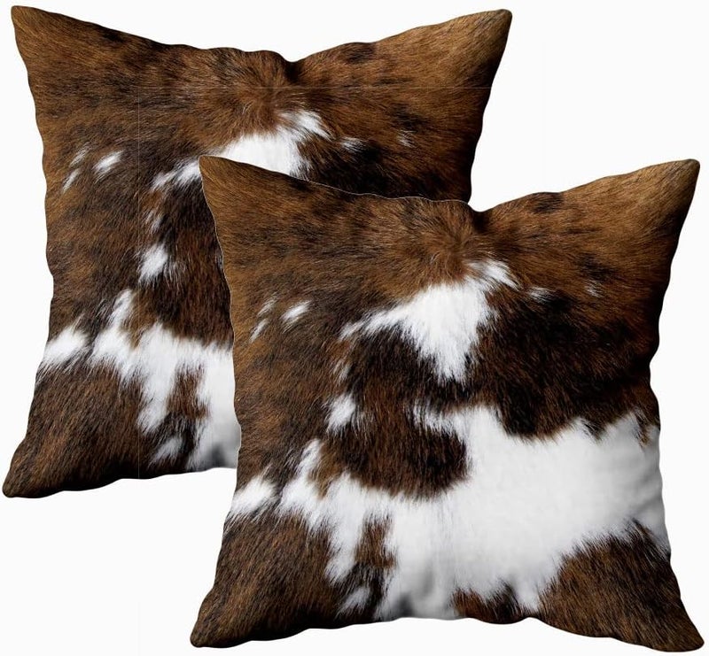 TOMWISH 2 Packs Hidden Zippered Pillowcase Christmas Cowhide Accent Printing 16X16Inch,Decorative Throw Custom Cotton Pillow Case Cushion Cover for Home - Image 1