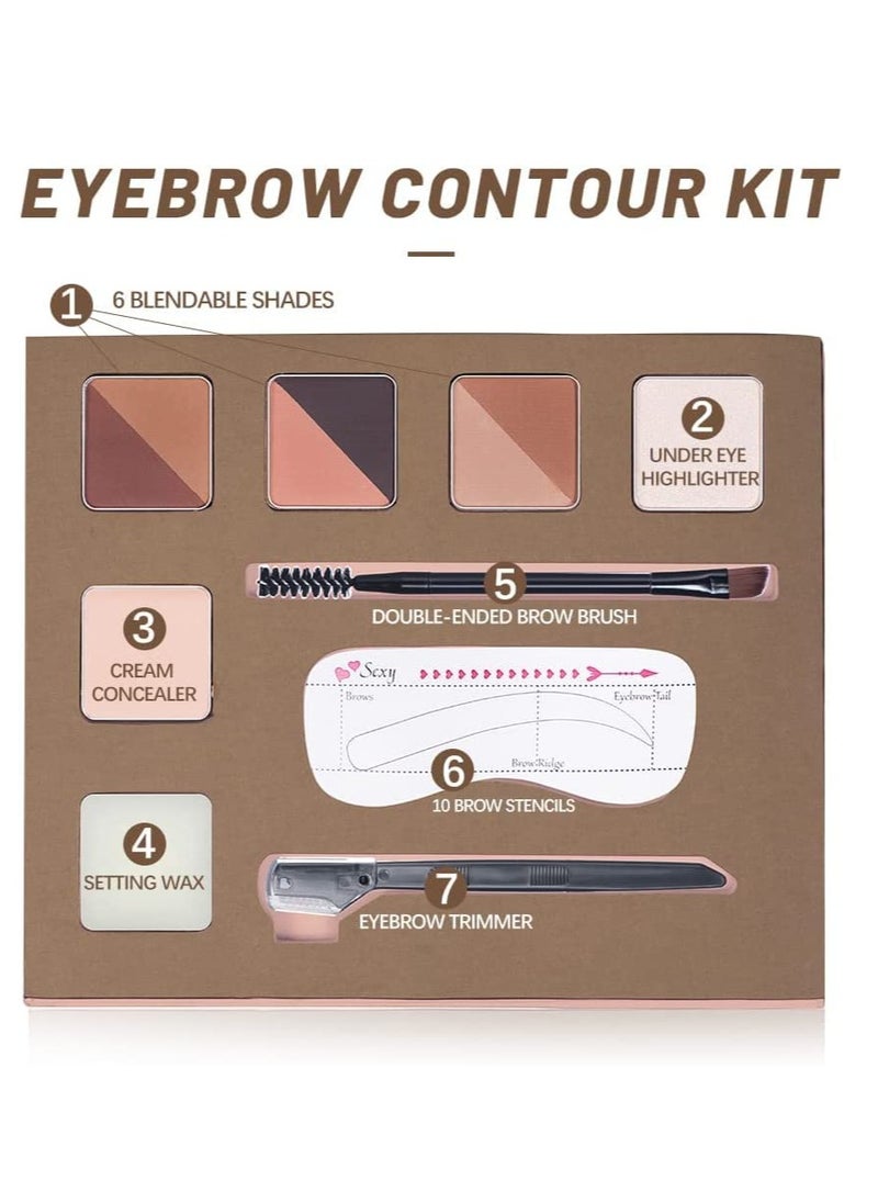 SYOSI - Eyebrow Makeup Palette Set 6 Eyebrow Powders10 Eyebrow Stencils Highlighter Cream Concealer Double-Ended Brow Brush Eyebrow Trimmer Eye Brow Wax Gifts - Image 1