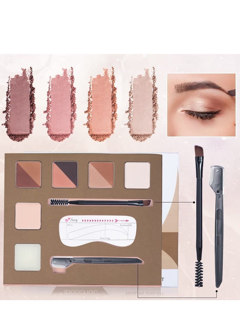 SYOSI - Eyebrow Makeup Palette Set 6 Eyebrow Powders10 Eyebrow Stencils Highlighter Cream Concealer Double-Ended Brow Brush Eyebrow Trimmer Eye Brow Wax Gifts - Image 1