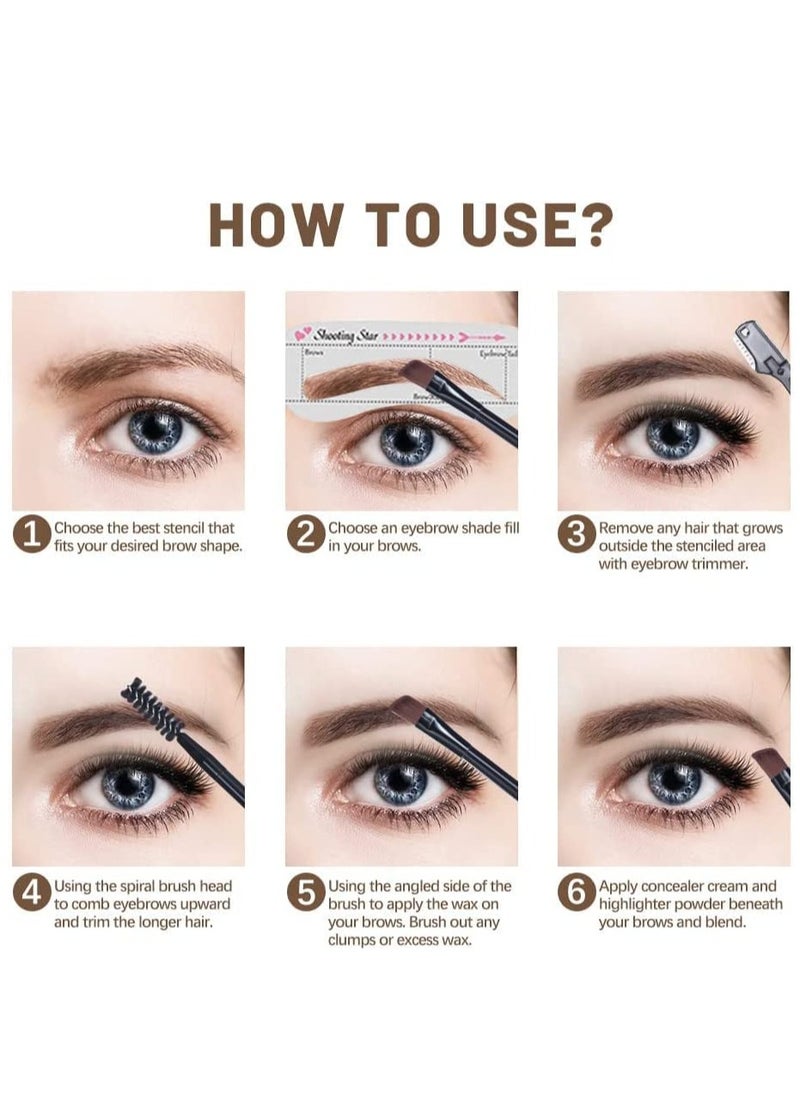 SYOSI - Eyebrow Makeup Palette Set 6 Eyebrow Powders10 Eyebrow Stencils Highlighter Cream Concealer Double-Ended Brow Brush Eyebrow Trimmer Eye Brow Wax Gifts - Image 1