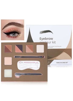 Eyebrow Makeup Palette Set 6 Eyebrow Powders10 Eyebrow Stencils Highlighter Cream Concealer Double-Ended Brow Brush Eyebrow Trimmer Eye Brow Wax Gifts