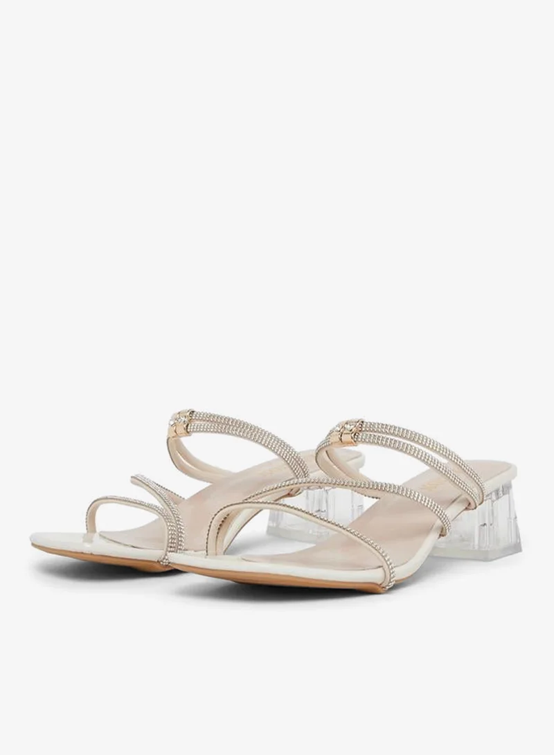 تايك تو صندل بكعب سميك مزين بحجر الراين