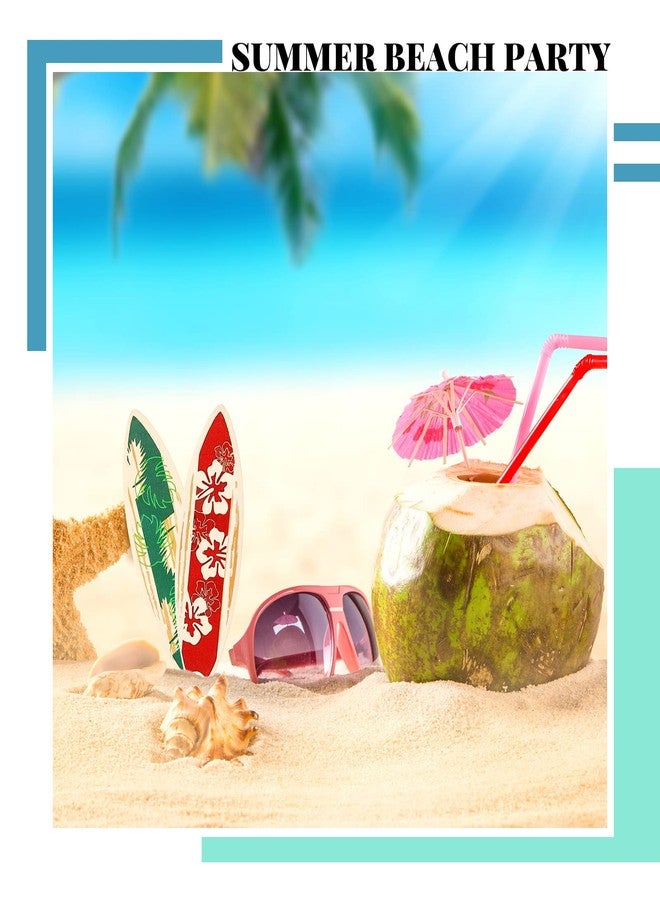 Leinuosen 96 Pcs Summer Beach Cake Decorations Included 48 Surfboard Cupcake Toppers and 48 Cocktail Umbrella Picks for Birthday Party Tropical Beach Cupcake Topper Party Supplies - Image 5