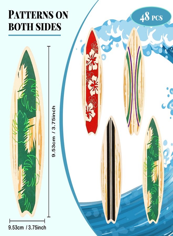 Leinuosen 96 Pcs Summer Beach Cake Decorations Included 48 Surfboard Cupcake Toppers and 48 Cocktail Umbrella Picks for Birthday Party Tropical Beach Cupcake Topper Party Supplies - Image 3