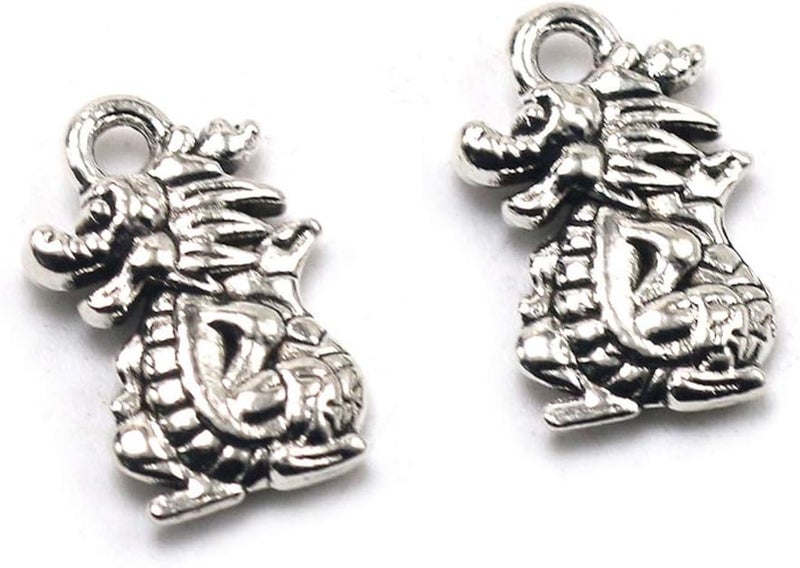 comfrt 50pcs Antique Dragon Charms Pendants Alloy Chinese Zodiac Charms Happy Lunar New Year Party Gifts Necklace Bracelet Accessories for DIY Craft Jewelry Making - Image 3