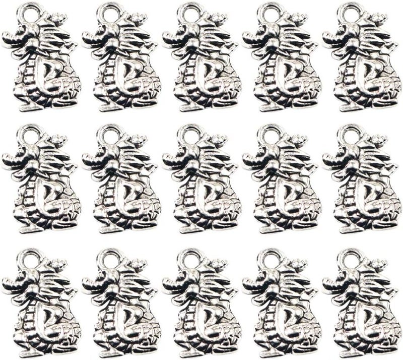 comfrt 50pcs Antique Dragon Charms Pendants Alloy Chinese Zodiac Charms Happy Lunar New Year Party Gifts Necklace Bracelet Accessories for DIY Craft Jewelry Making - Image 1