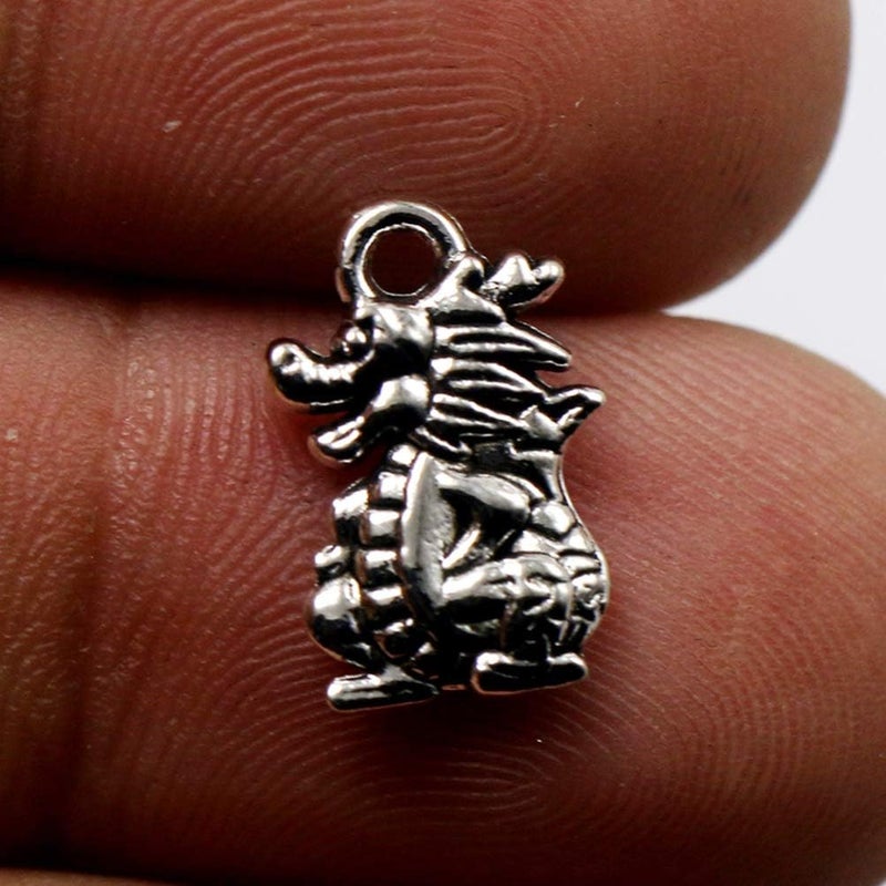 comfrt 50pcs Antique Dragon Charms Pendants Alloy Chinese Zodiac Charms Happy Lunar New Year Party Gifts Necklace Bracelet Accessories for DIY Craft Jewelry Making - Image 4
