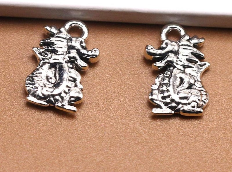 comfrt 50pcs Antique Dragon Charms Pendants Alloy Chinese Zodiac Charms Happy Lunar New Year Party Gifts Necklace Bracelet Accessories for DIY Craft Jewelry Making - Image 5