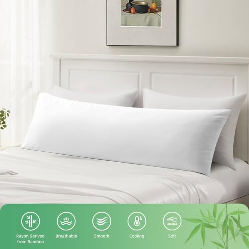 Parkdeny Body Pillowcase, Cooling Viscose from Bamboo Pillow Cover with Zipper Closure, Soft Moisture-Wicking for Hot Sleepers, Hair and Skin-Friendly, White, 1 Pack - Image 5