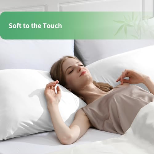 Parkdeny Body Pillowcase, Cooling Viscose from Bamboo Pillow Cover with Zipper Closure, Soft Moisture-Wicking for Hot Sleepers, Hair and Skin-Friendly, White, 1 Pack - Image 3