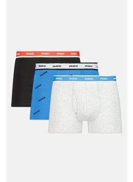 Men 3 Pcs Brand Logo Boxer Brief Set, Multicolor