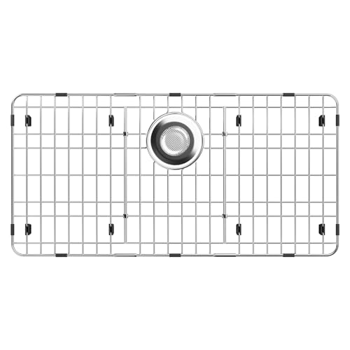 jkxoo 2878 x 1438 Sink Protectors for Kitchen Sink Stainless Steel Kitchen Sink Protector Sink Grate for Bottom of Kitchen Sink with Rear Drain Sink Grid for Single Bowl Kitchen Sink - Image 1