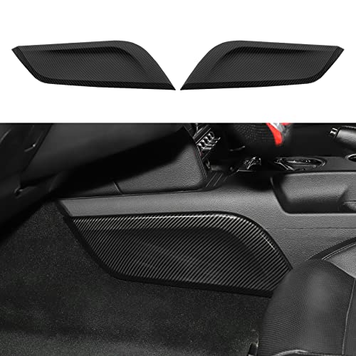 Jimen Compatible with Ford Mustang 2015-2023, 2PCS Gear Shift Side Panel Cover Trim (Carbon Fiber) - Image 1