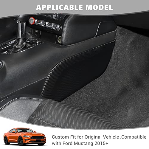Jimen Compatible with Ford Mustang 2015-2023, 2PCS Gear Shift Side Panel Cover Trim (Carbon Fiber) - Image 2