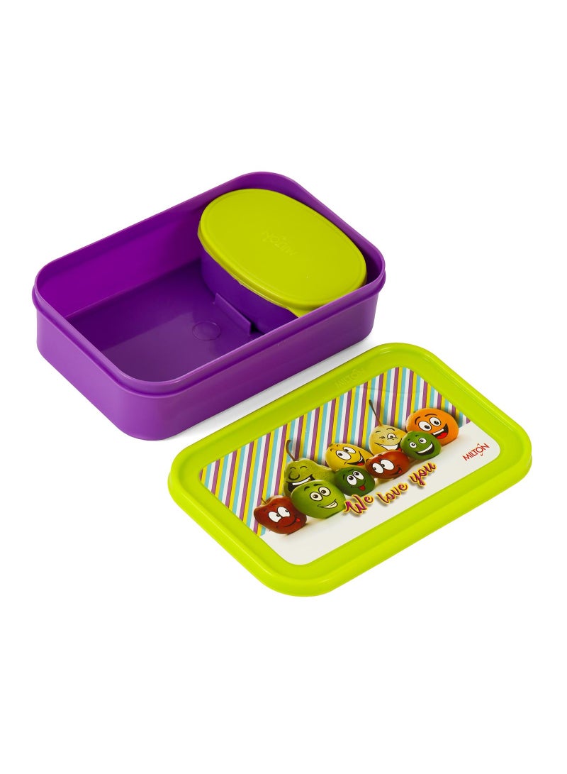 Milton School Time Lunch Box - Purple - Image 2