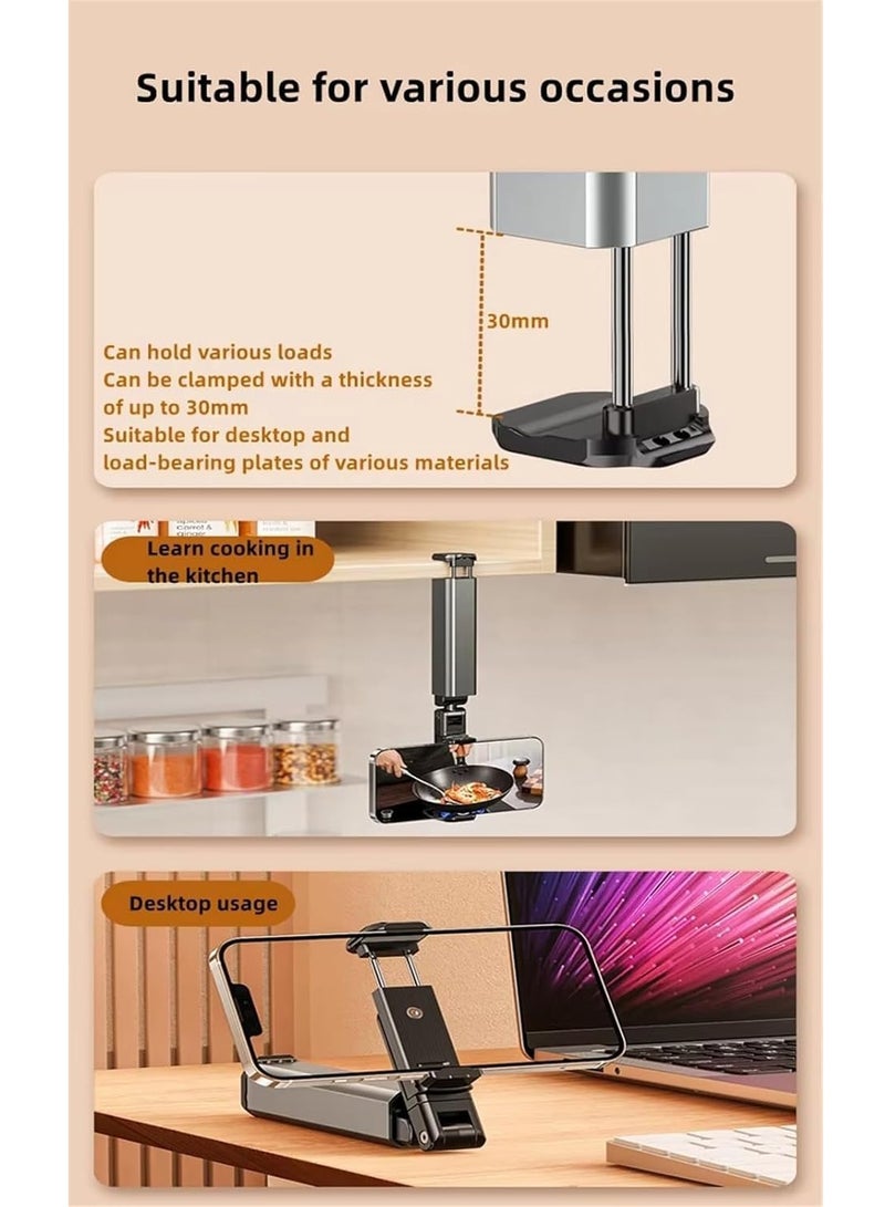 Chappeline SF02 Collapsible Portable Travel Phone Mount with 360° Rotation – Pocket-Sized, Foldable Stand for Tray Table, Desk, Bed, or Train Use Travel Accessory - Silver - Image 5