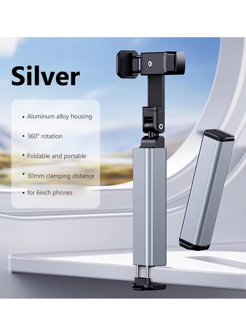 Chappeline SF02 Collapsible Portable Travel Phone Mount with 360° Rotation – Pocket-Sized, Foldable Stand for Tray Table, Desk, Bed, or Train Use Travel Accessory - Silver - Image 2