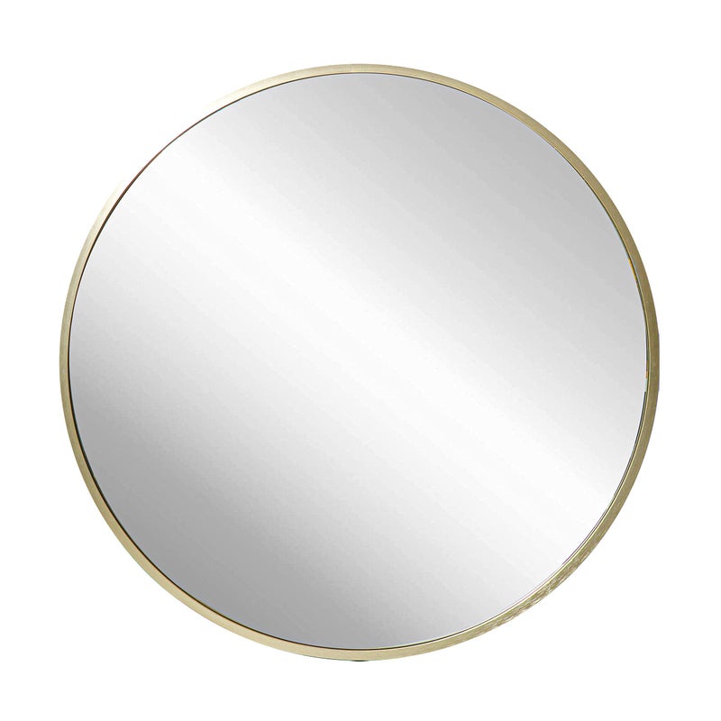 FrameWorks 28 Deluxe Contemporary Brass Gold Circular Aluminum Mirror