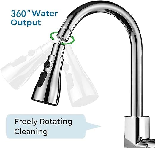 Kresal Universal Kitchen Faucet Head Sink Aerator Replacement Parts Pull Down Sprayer Big Angle Rotatable Anti Splash Extender for Regular and with Adapter - Image 5