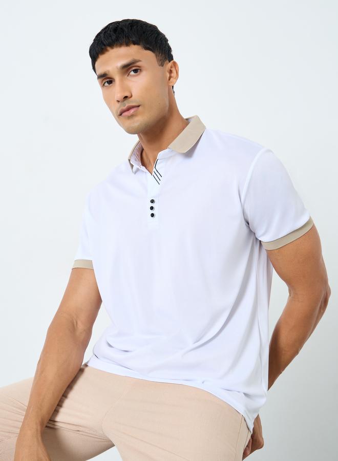 ستايلي تيشيرت بولو سادة بقصة عادية - Image 1
