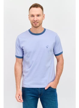 Wrangler Men Crew Neck Short Sleeves Embroidered T-Shirt, Light Blue  - Image 1