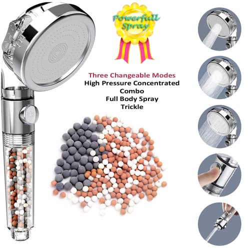 IHAO Filter Showerhead with Bracket Metal Hose High Pressure Handheld Shower Purifying Hard Water Softener Chlorine Flouride Filter Multi Modes Changeable Shower head Fresh Dry Skin Hair Loss - Image 3