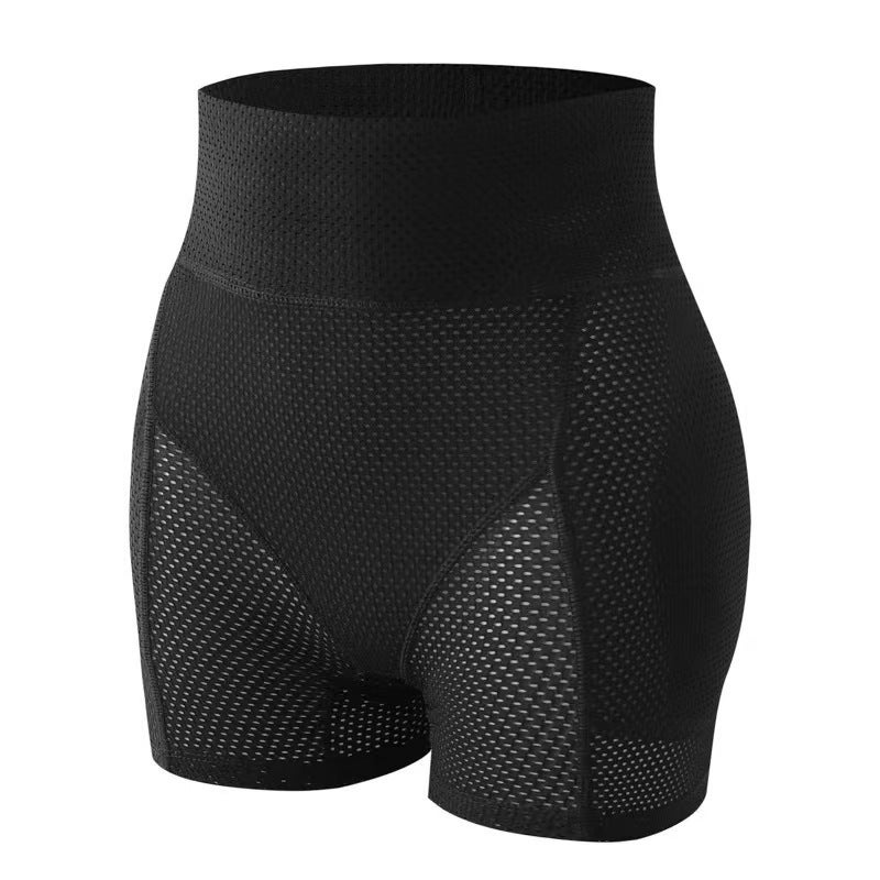 High-Waist Hollow-Out Slimming Hip Enhancer Panties Black - Image 1