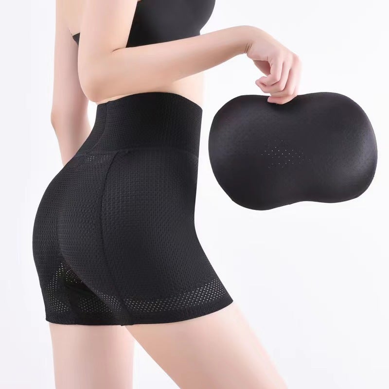 High-Waist Hollow-Out Slimming Hip Enhancer Panties Black - Image 4