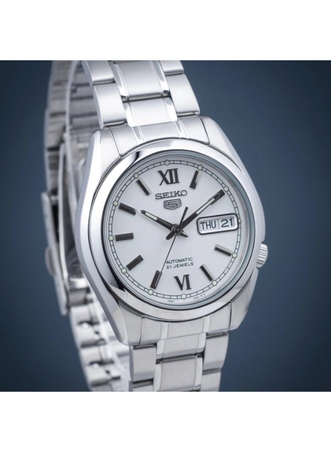 Seiko 5 Automatic Men’s Watch SNKL51K1, 38 mm Silver Dial, Stainless Steel Case & Bracelet, Day/Date Display, 30 m WR - Image 4