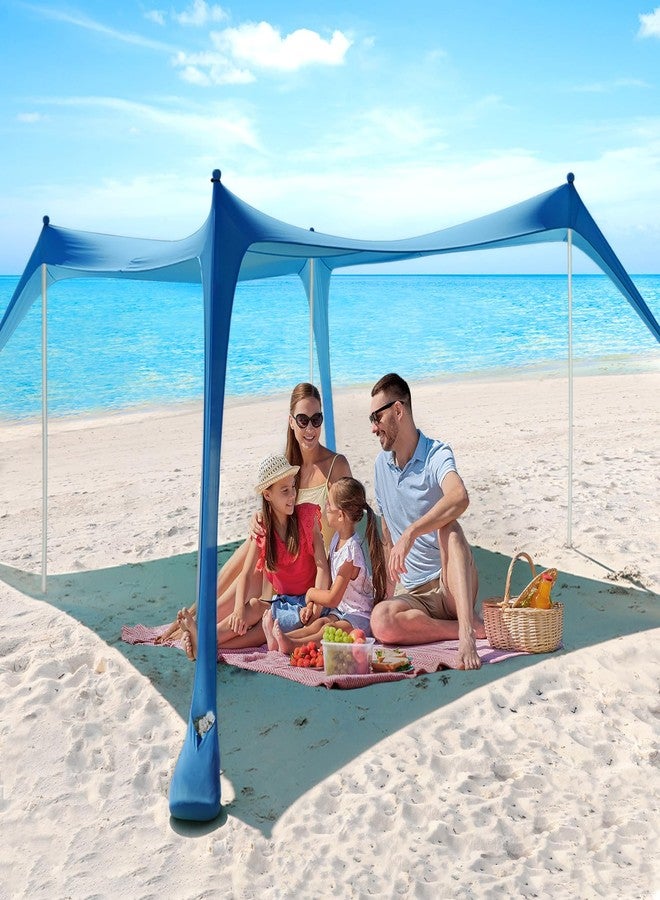 Clothclose Beach Tent - 10 x 10 FT Beach Canopy, Outdoor Shade Canopy for Camping, Portable Tent Sun Shelter UPF50 with 4 Stability Poles, Sandbags, Anti-Wind Ropes and Ground Pegs, Blue - Image 1