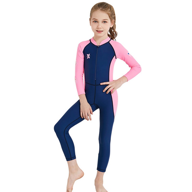 Kids Full Body Swimsuit Girls Boys Long Sleeve UV Protection Swimming Suit Front Zip Quick Dry Clothes - Image 5