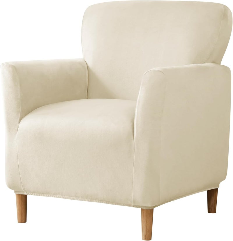 LiveGo Stretch Mid Century Modern Armchair Slipcover 1-Piece Solid Accent Chair Covers with Arms Soft Chair Slipcovers for Living Room Furniture Protector Office Reception - Image 1